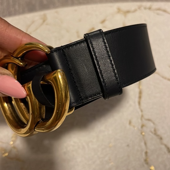 Authentic Gucci Marmont Belt Navy Blue Sz 95 - Picture 4 of 5